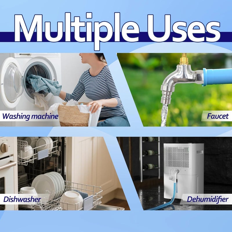 ROJMMFOL طقم خرطوم تصريف مزيل الرطوبة (5.25 قدم) – خرطوم تصريف PVC مضلع عالمي مع مشبك من الفولاذ المقاوم للصدأ ومسمار إبهام، تصميم مانع للتسرب، يناسب معظم مزيلات الرطوبة والغسالات المحمولة - Image 5